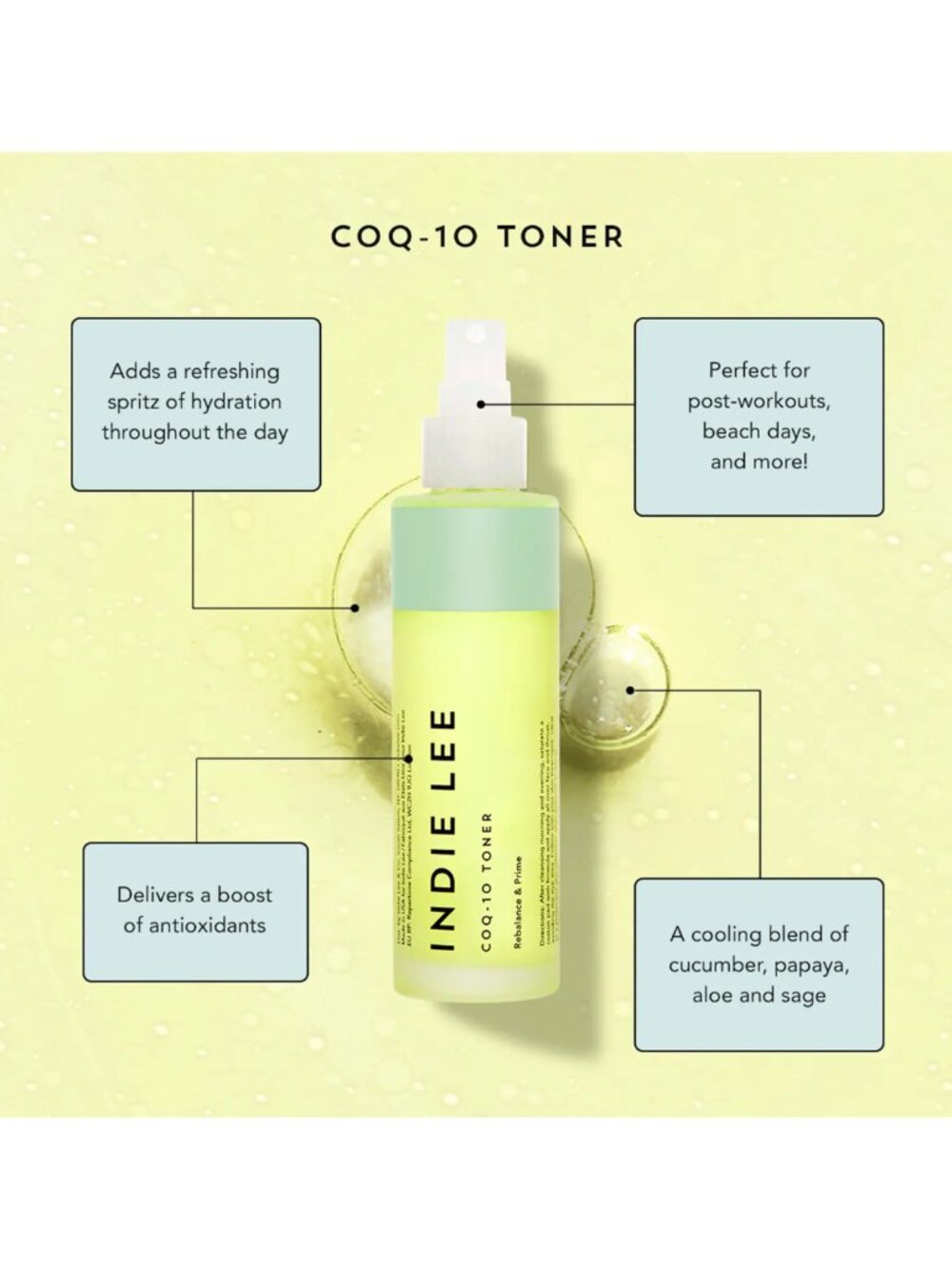 NWOT INDIE LEE CoQ-10 Toner Spray Travel Size (.28 fl oz/8.5ml) - Picture 2 of 4
